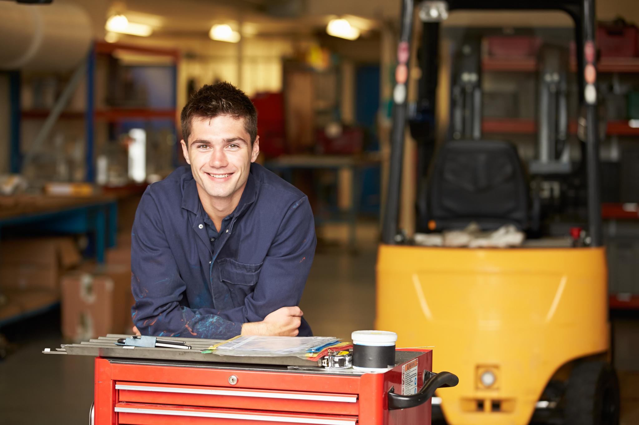 A young trainee mechanic